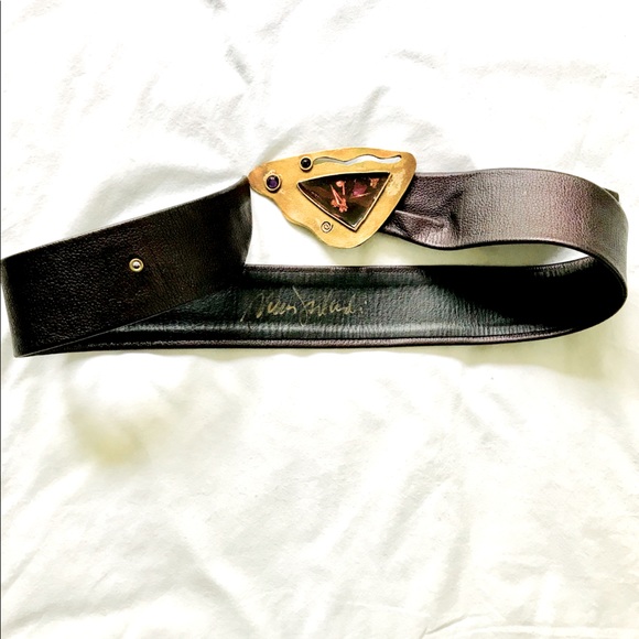 Accessories - SALE!🔥 Brown Leather Topaz Look Brass Buck…